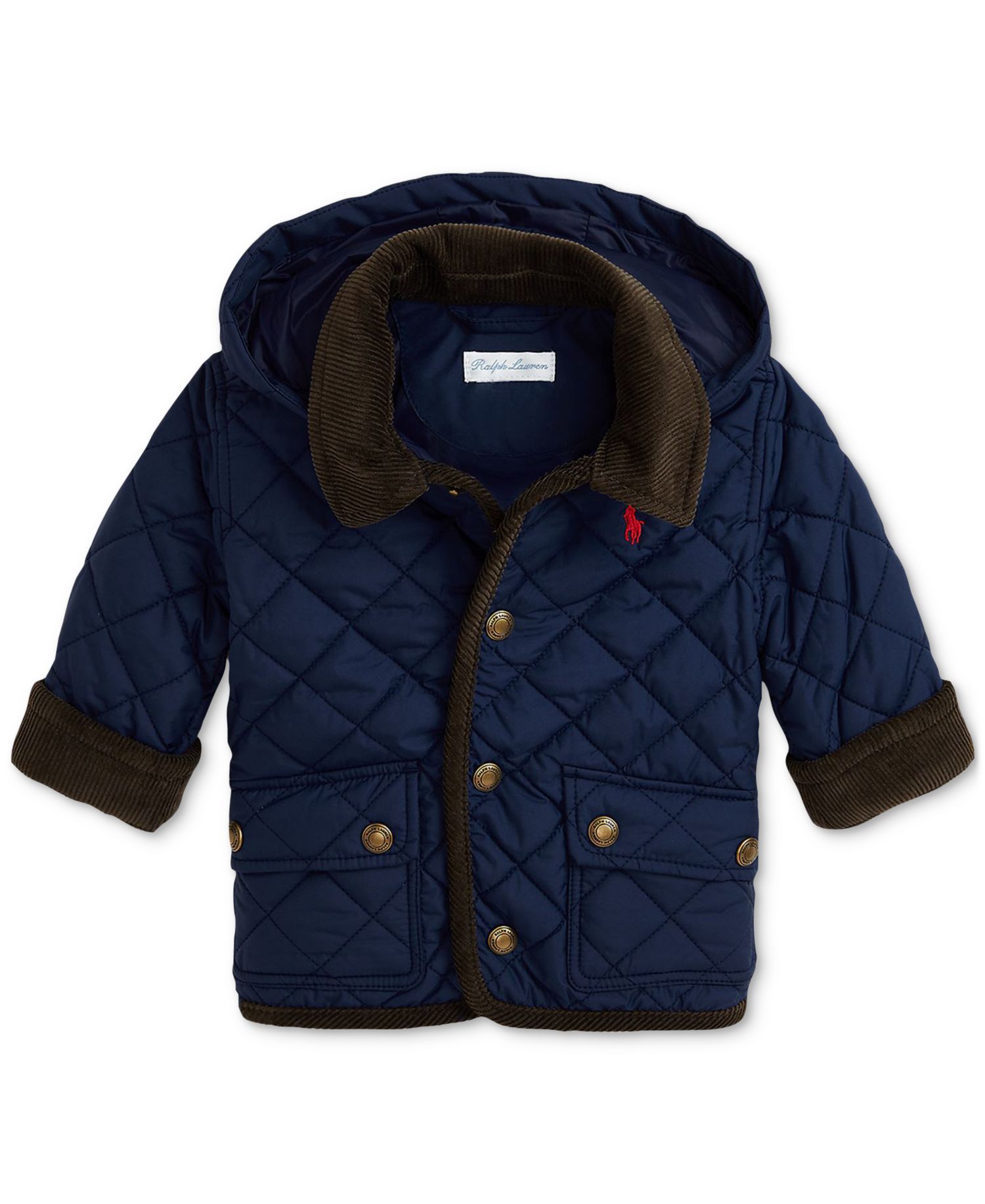 Baby Boys Corduroy-Trim Barn Jacket With Removable Hood
