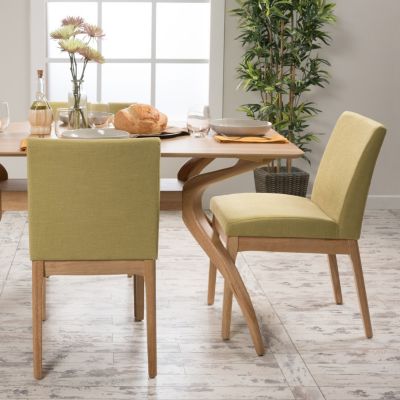 Contemporary Upholstered Dining Chairs with Rubberwood Legs (Set of 2)