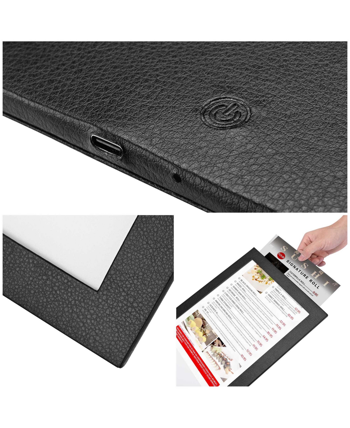 Yescom WeChef 4 Pack Led Backlit Menu Cover Leatherette Wine List Check Bill Holder Displayer Single Panel Fits 8