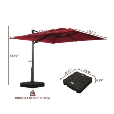 10ft Suqare 360 Degree Rotation Cantilever Umbrella w/ Weight Base Included