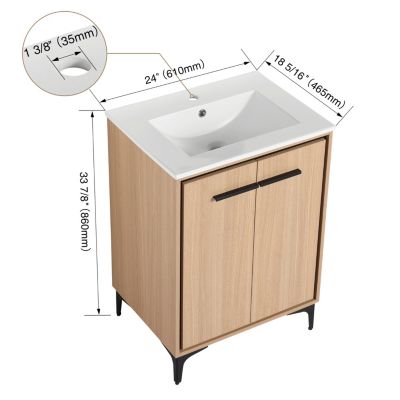 Streamdale Spacious Bathroom Vanity Cabinet with Ample Storage, 24