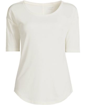 Women's Supima Micro Modal Elbow Sleeve Balletneck Curved Hem Top