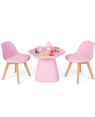 Slickblue Wooden Kids Activity Table and Chairs Set with Padded Seat ...