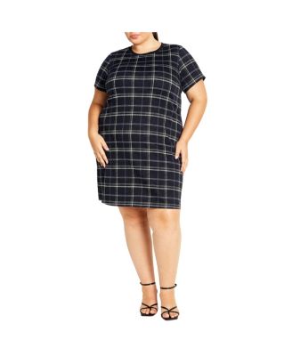 Plus Size Check Love Shift Mini Dress