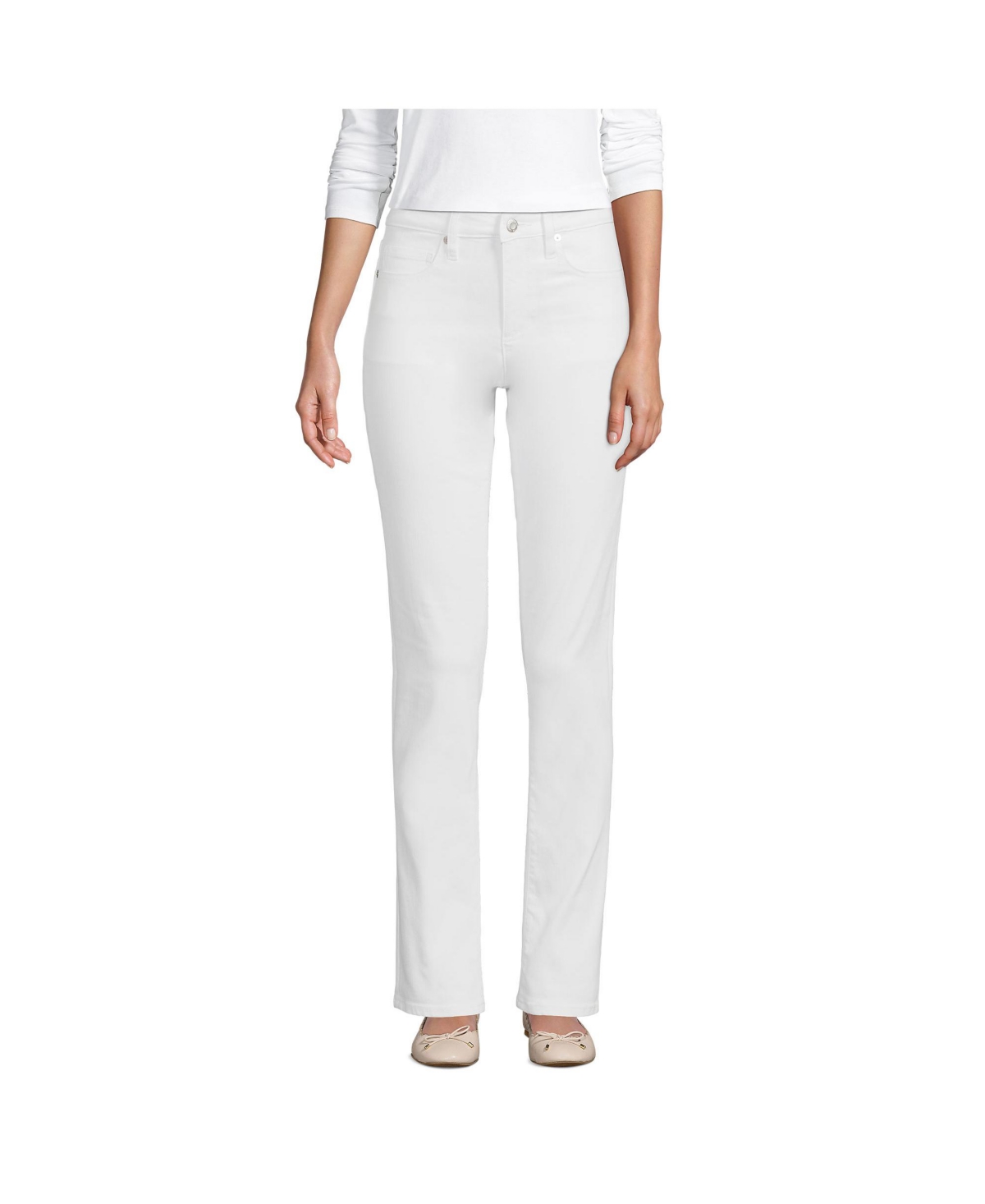 Women's Mid Rise Straight Leg Jeans - White