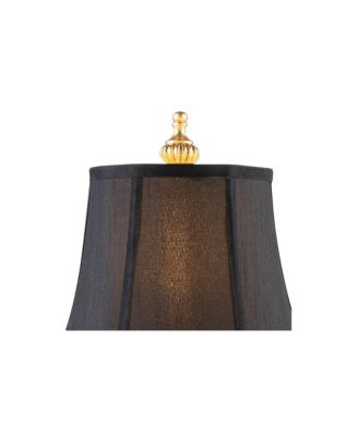 Traditional Buffet Table Lamps 36.5" Tall Set of 2 Gold Intricate Details Black Fabric Bell Shade for Dining Room