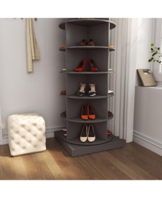 6-Layer Wood 360&deg; Rotating Shoe Cabinet