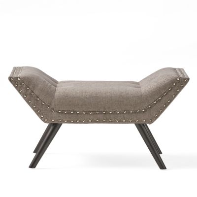 Streamdale Luxe Contemporary Upholstered Ottoman Bench with Splayed Birch Legs