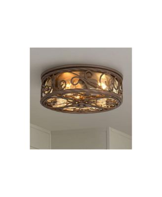 Casa Seville Rustic Farmhouse Flush Mount Outdoor Ceiling Light Fixture Dark Walnut 4 1/2" Champagne Water Glass for Post Exterior