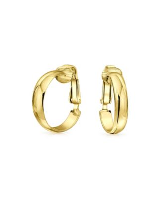 Classic Basic Simple Lightweight Clip On Hoop Earrings Non Pierced Ears Gold Plated Sterling Silver .75 Diameter