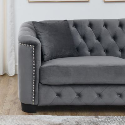 Streamdale Chesterfield Sofa with Velvet, Nail Trim