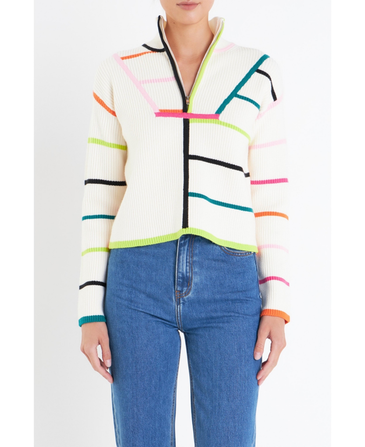 Women's Multi Colored Stripe Sweater - Multi