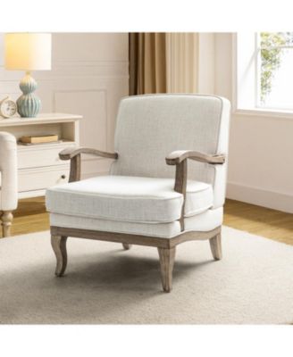 Rinaldo Wooden Upholstered Armchair with Wooden Legs