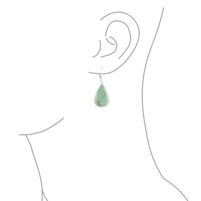 Large Iridescent Shell Stone Pear Shaped Teardrop Dangle Lever back Earrings Sterling Silver