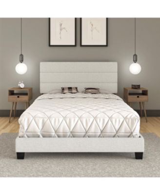Ravenna Upholstered Linen Adjustable Height Headboard Platform Bed Frame
