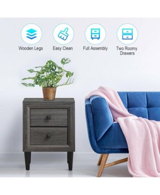 Multipurpose Retro Bedside Nightstand with 2 Drawers