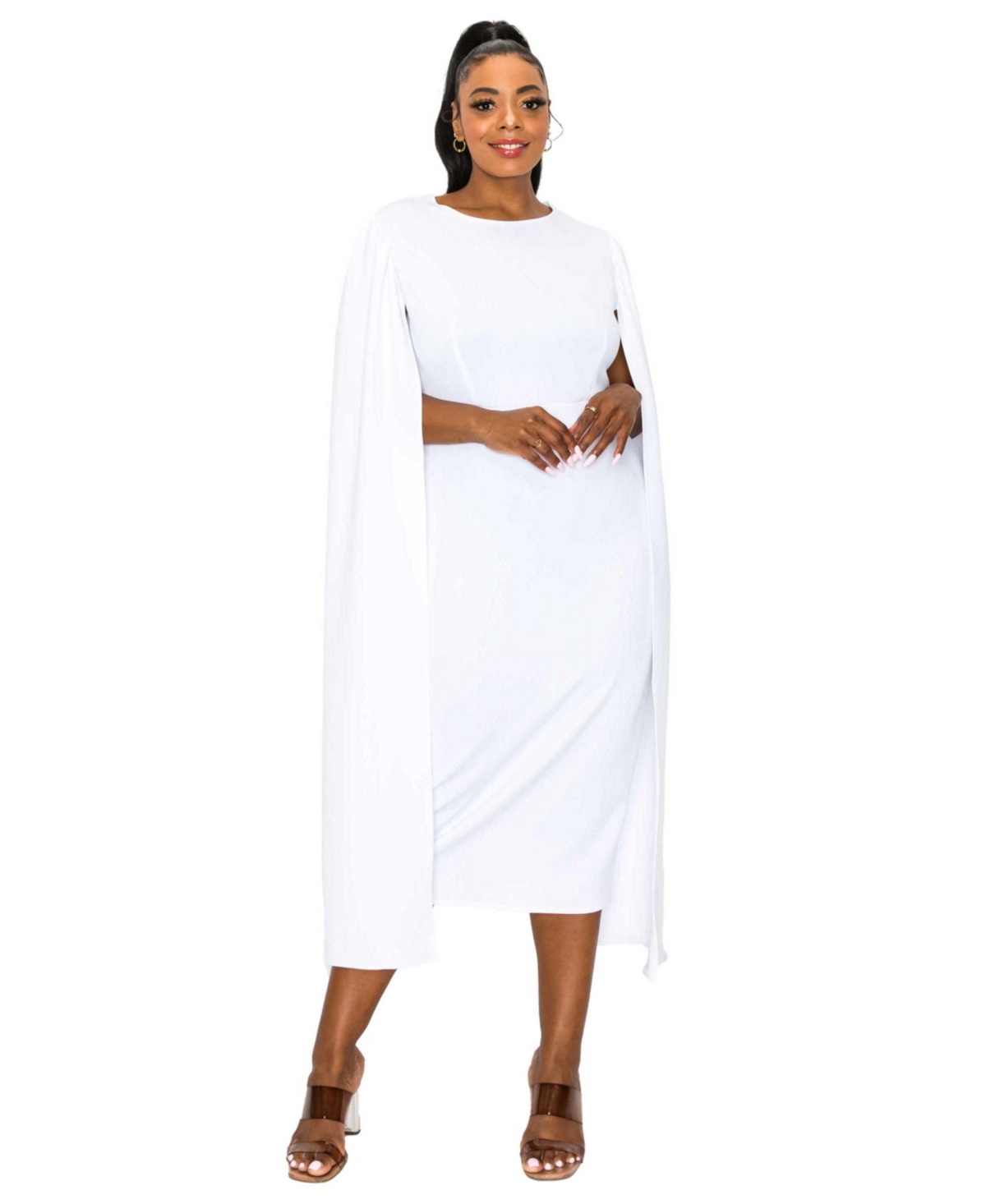 Women's Plus Size Naomi Cape Dress - Burgundy