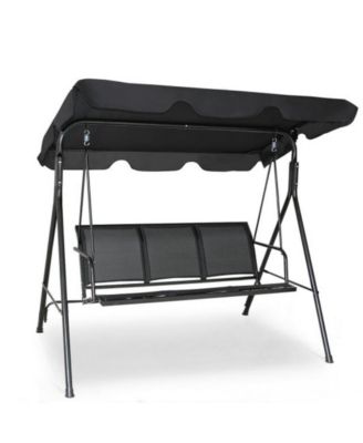 Outdoor Patio Swing Canopy 3 Person Canopy Swing Chair-Black