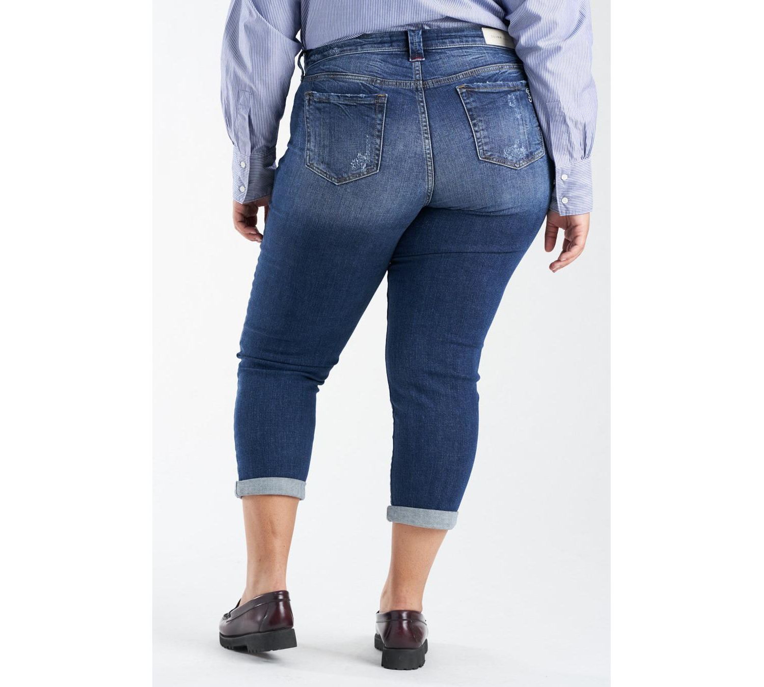 Plus Size Denim Mid Rise Boyfriend Jeans