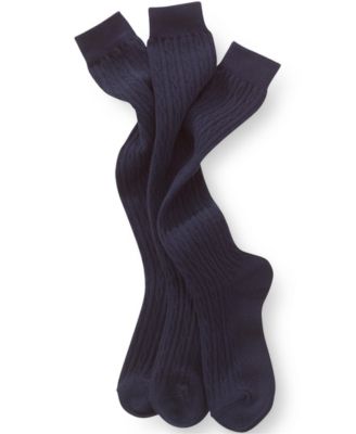 Girls Solid Cable Knee Socks (3-pack)