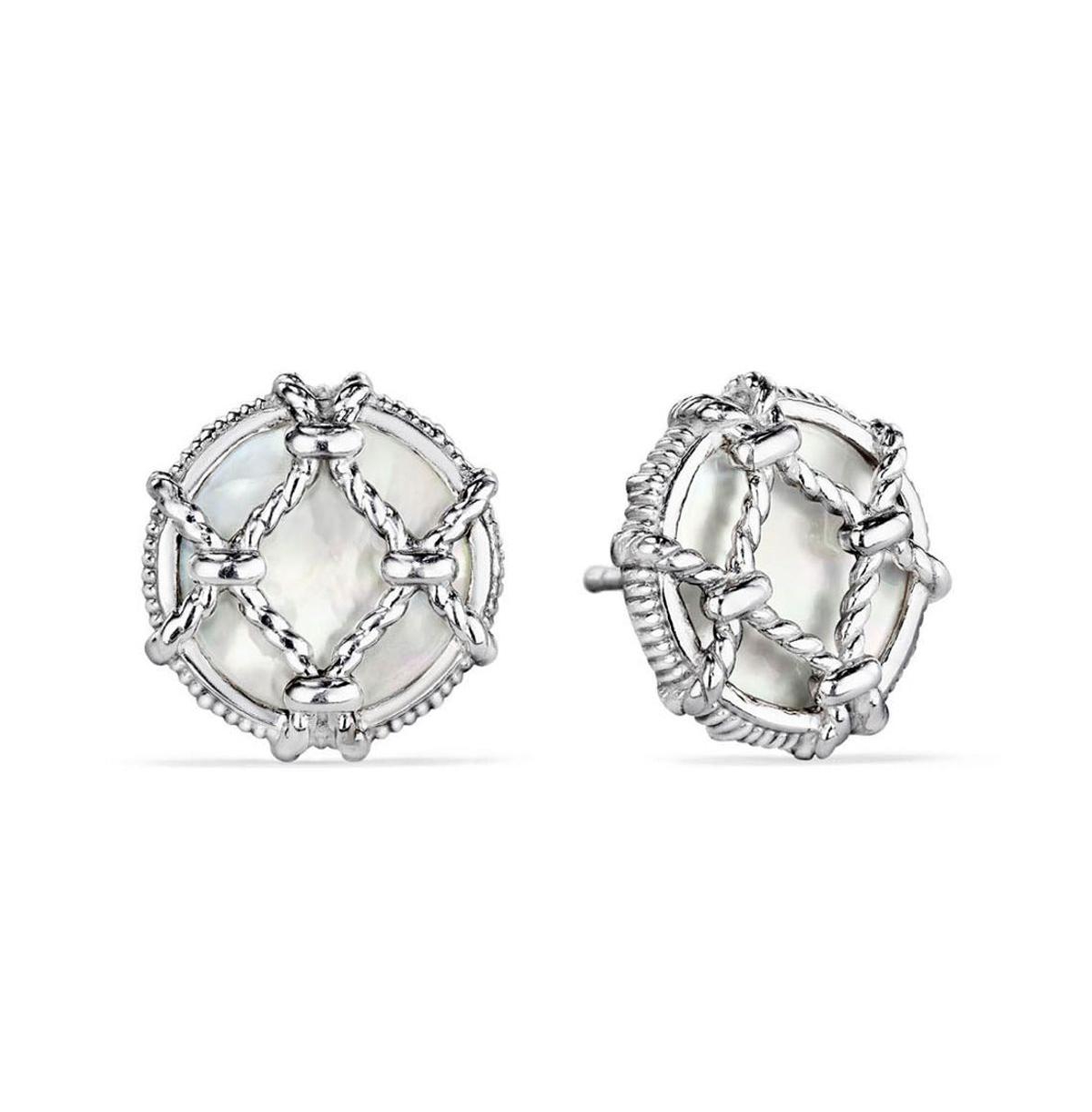 Isola Stud Earrings with Mother of Pearl - Silver/white