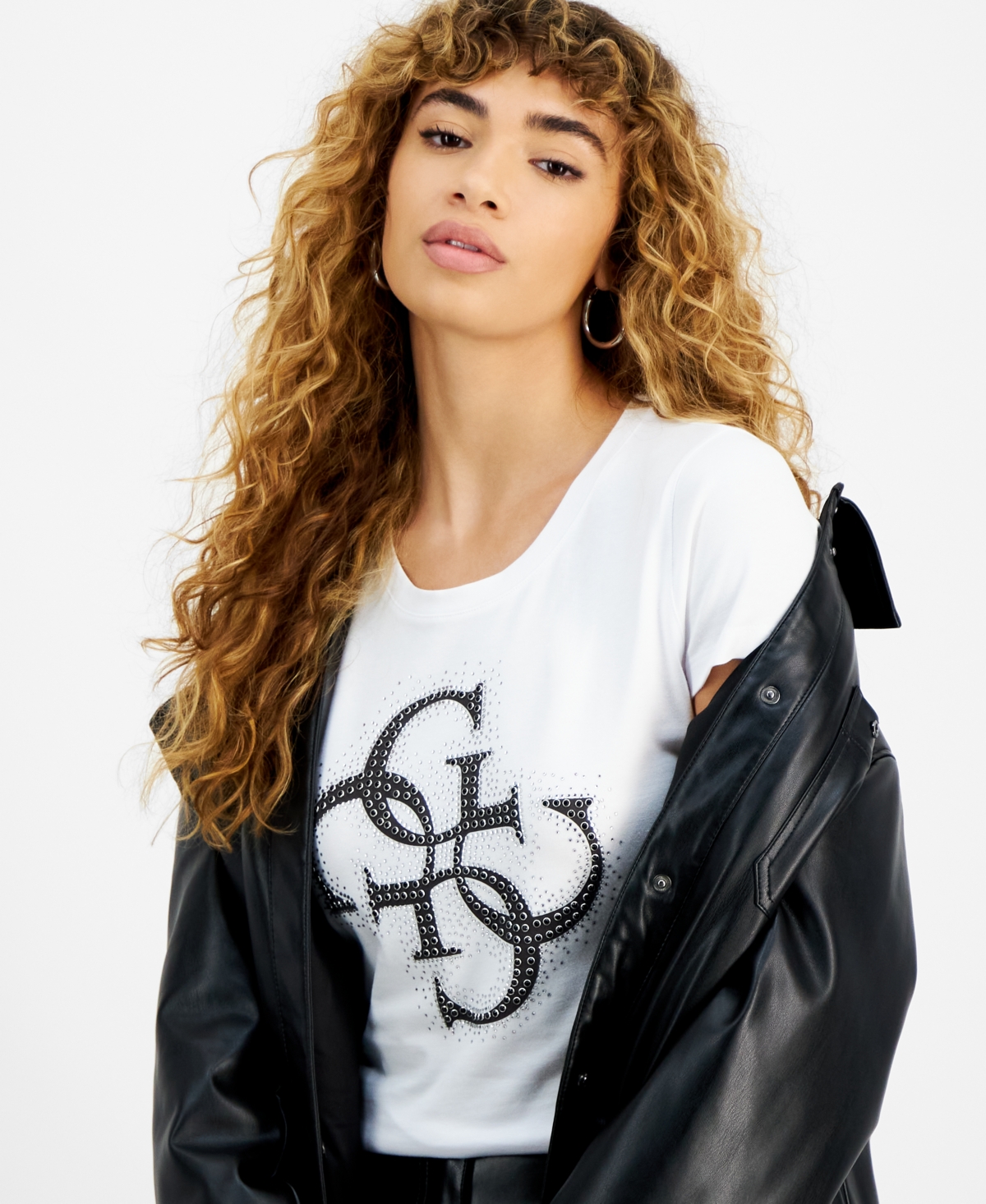 Guess Women's Round-Neck Logo Short-Sleeve T-Shirt