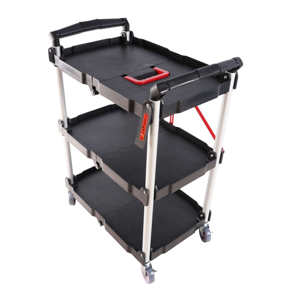 Streamdale Furniture 3-Tier Foldable Service Cart Portable, Effortless, and Versatile - Black+blue