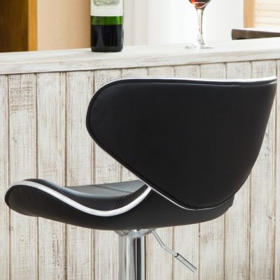 Adjustable Upholstered Swivel Barstool Set of 2, Black