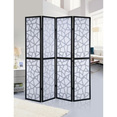 Giyano 4 Panel Screen Room Divider, Black