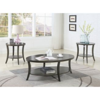 Simplie Fun Perth Contemporary Oval Shelf Coffee Table Set, Gray - Macy's