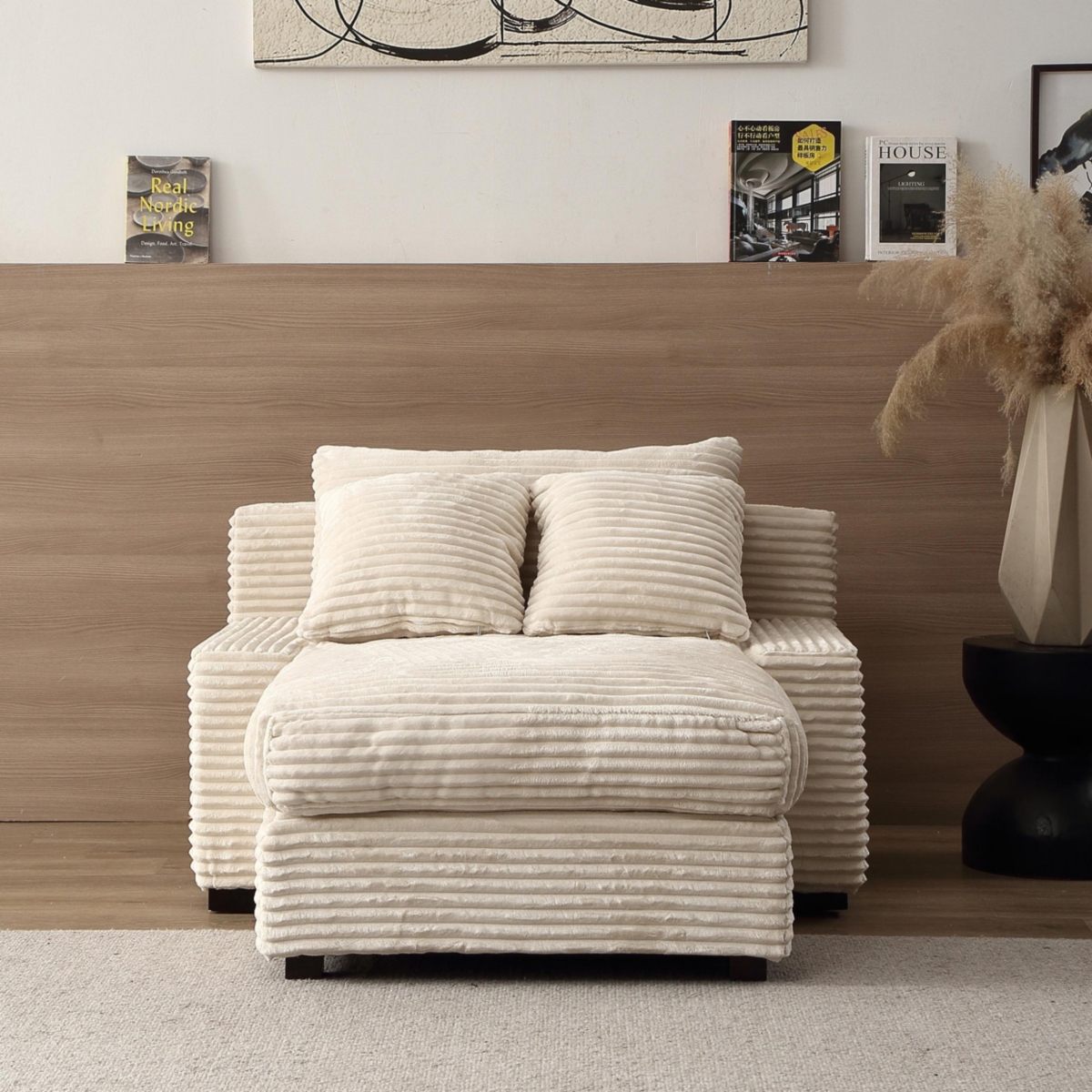 Streamdale Furniture Cozy Corduroy Daybed with Removable Back Cushions and Plush Polyester Seating