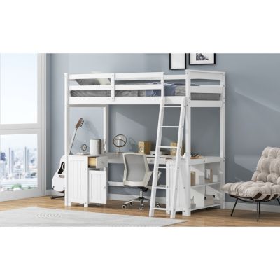 Streamdale Twin Loft Bed with Desk, Drawers & Shelves