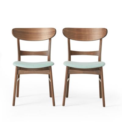 Streamdale Rubberwood Cushioned Mid-Century Dining Chairs