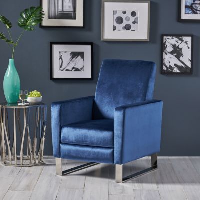 Modern Glam Velvet Recliner Chair with Push-Back Function