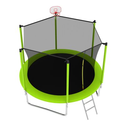 8FT Trampoline with Safety Enclosure Net, Basketball Hoop, Ladder