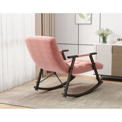 Adjustable Space-Saving Rocking Chair with Iron Frame