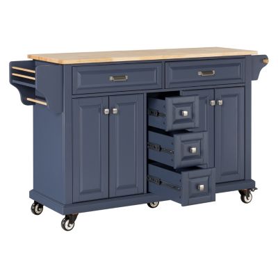 Cambridge Natural Wood Top Kitchen Island with Storage
