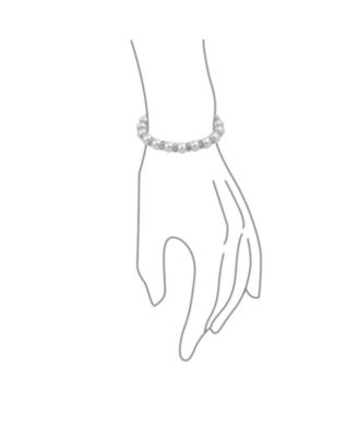 Set of 3 White Simulated Pearl Stretch Bracelets with Crystal Spacers