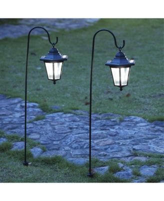 2 Pack Solar Hanging Shepherds Hook Outdoor Lights Waterproof