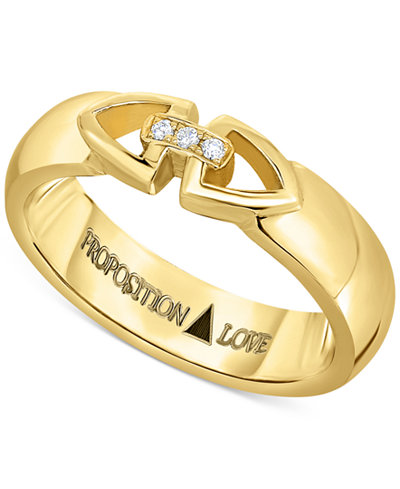 Proposition Love Unisex Diamond Triangle Motif Wedding Band in 14k Gold (1/10 ct. t.w.)