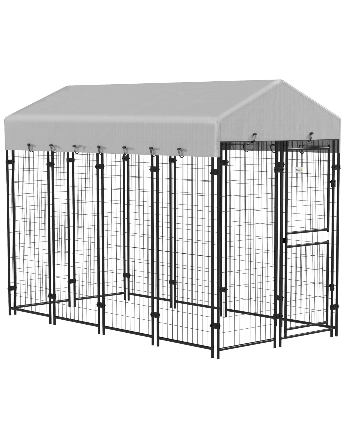 7.8' x 4' x 6' Outdoor Dog Kennel with Waterproof Canopy, Large Door - Silver