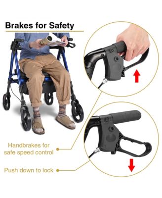 Large Medical Rollator Bariatric Rolling Walker Padded Seat Folding Aluminum