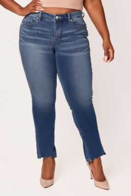 Plus Size Denim Mid Rise Slim Jeans in 30" Inseam