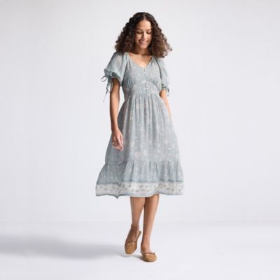 Women's Puff Sleeve Midi Dress