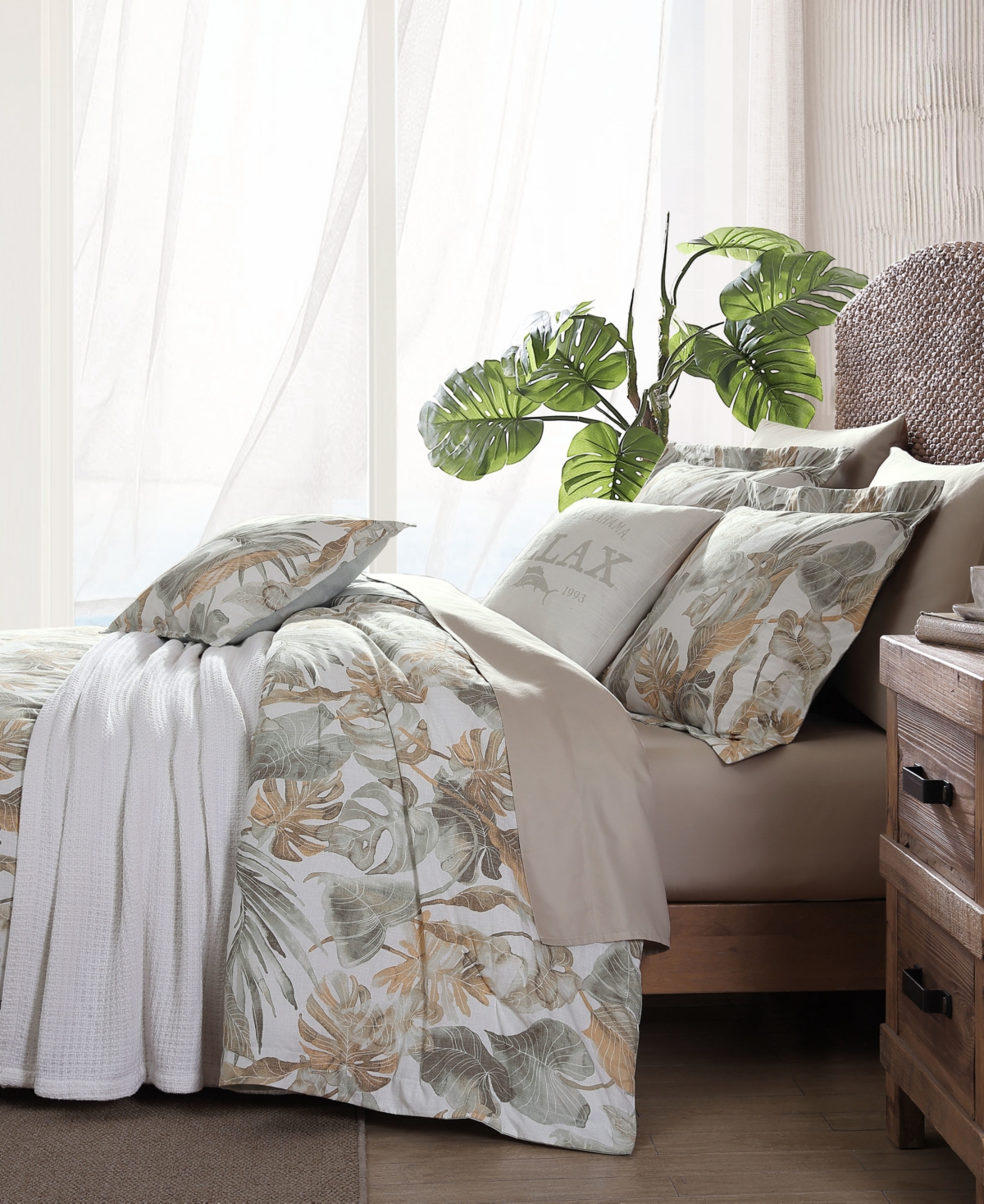Tommy Bahama Home Raw Coast 5 Piece Comforter Set, King In Green,gold
