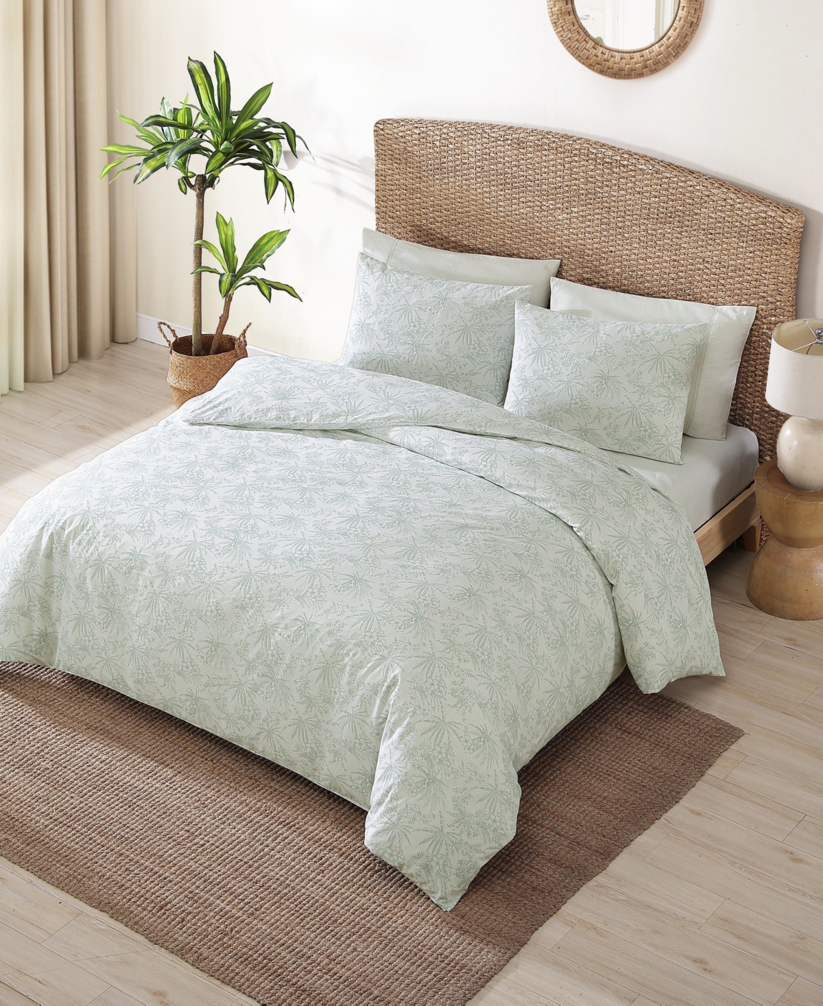 Tommy Bahama Home Pen And Ink 3 Piece Duvet Cover Set, Full/queen In Spring Green