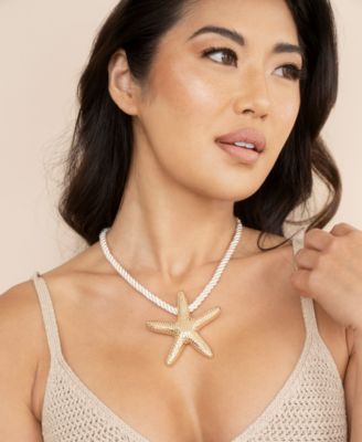 Silk Cord Starfish Pendant Necklace