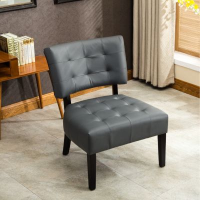 Blended Leather Tufted Accent Chair with Oversized Seating