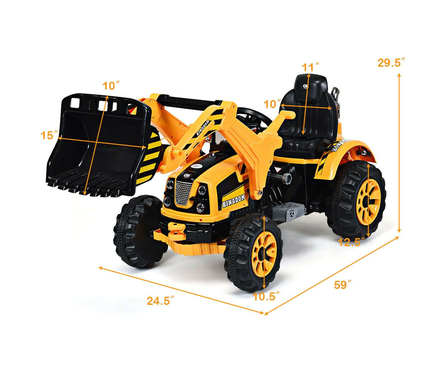 Детская игрушка Costway Powered Excavator Truck With Working Bucket Ride-On, 66 lbs Capacity, Ages 3+, цвет: Жёлтый — фото 2