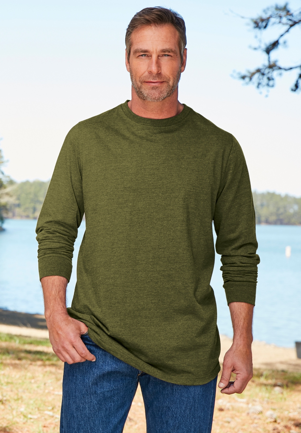Boulder Creek Big & Tall by KingSize Heavyweight Long-Sleeve No Pocket Crewneck Tee